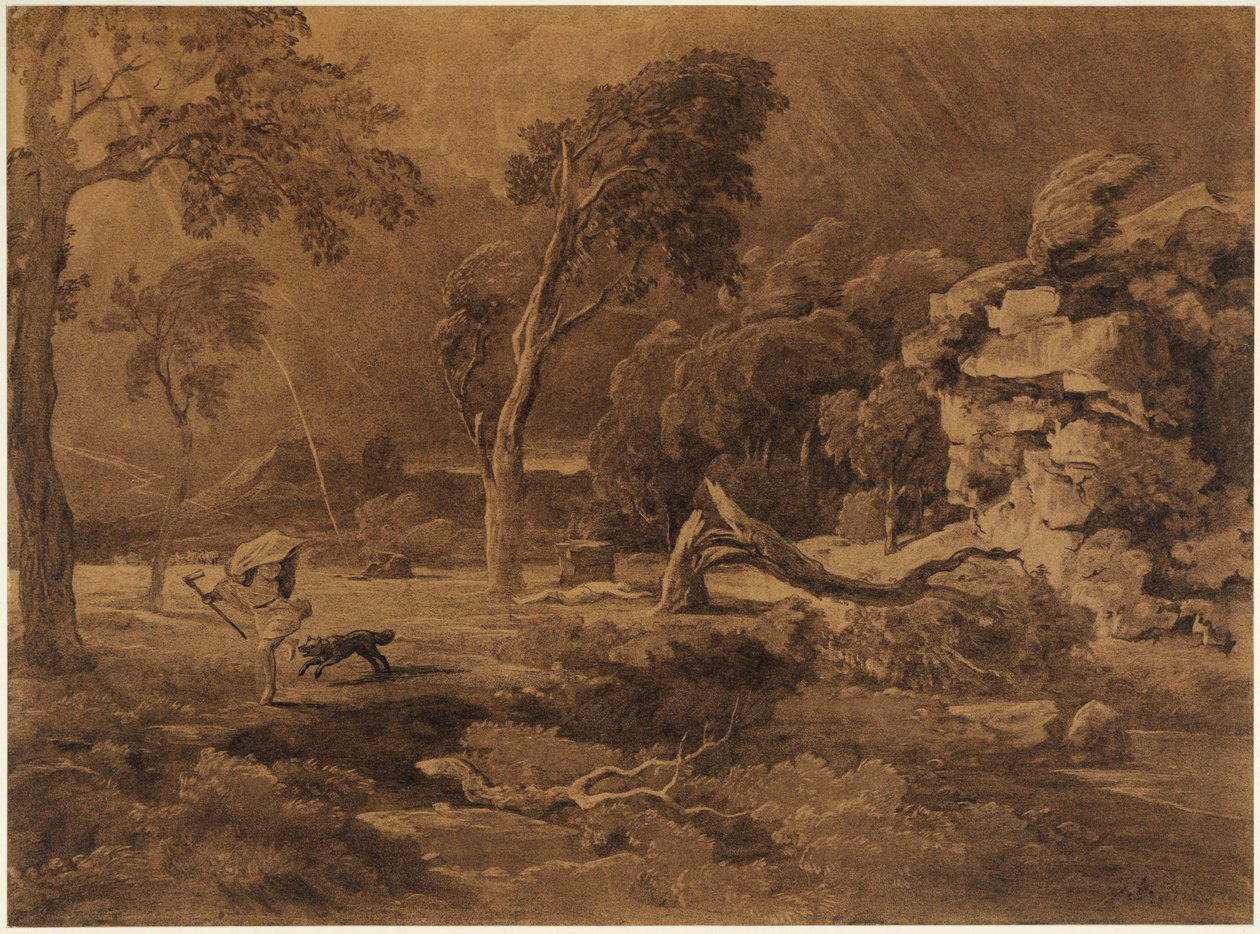 Kains flukt (1. Mosebok 4, 16) av Johann Wilhelm Schirmer