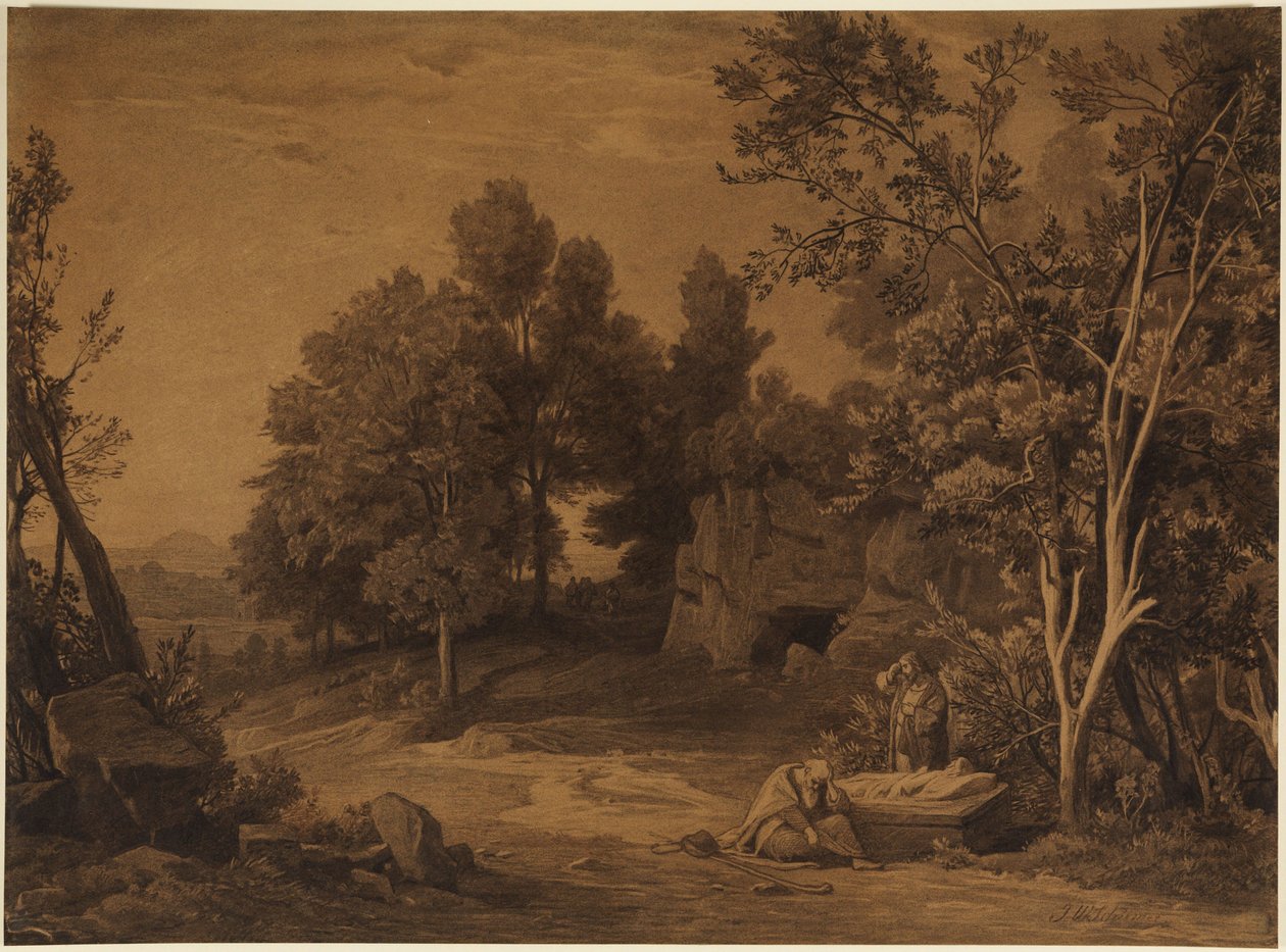 Sorg over Saras død (1. Mosebok 23, 2) av Johann Wilhelm Schirmer