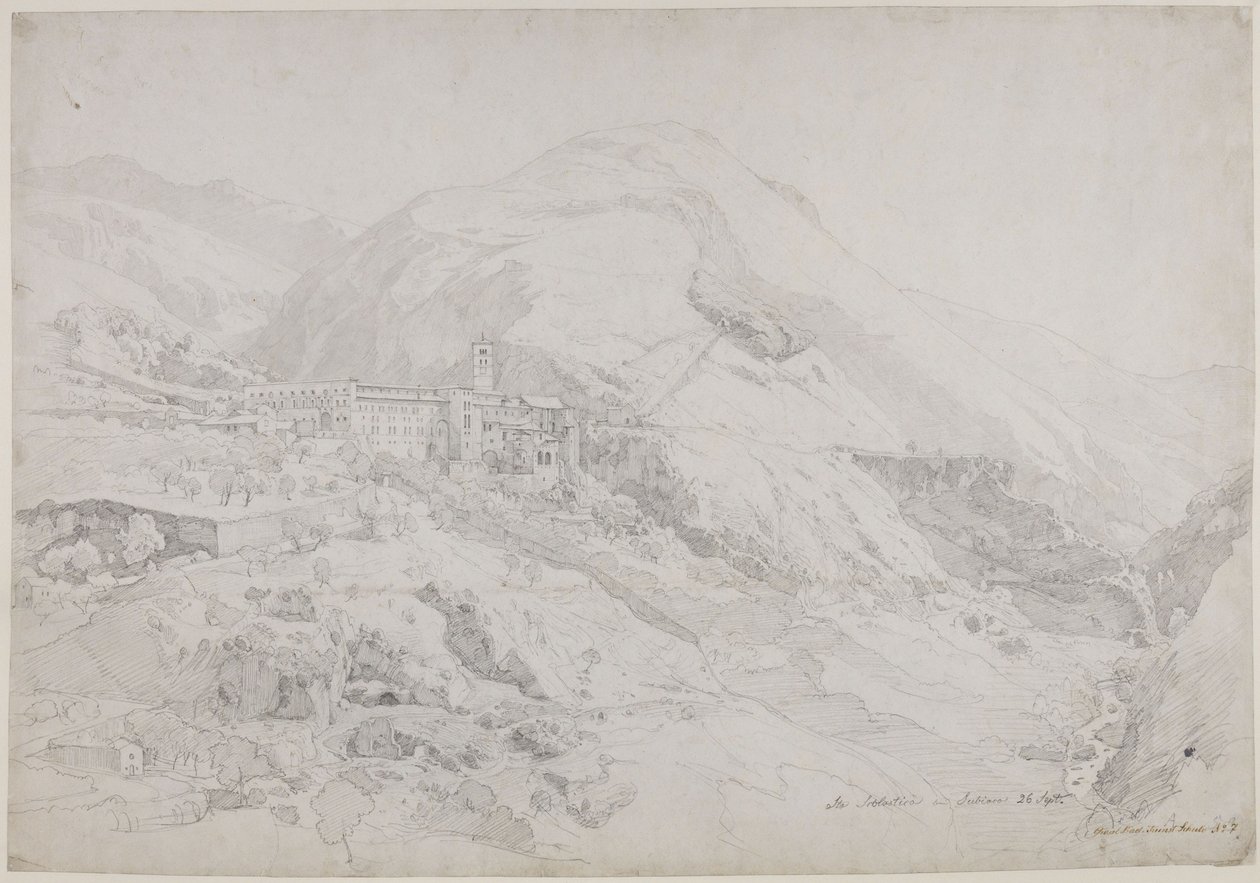 Sankt Scholasticas kloster ved Subiaco av Johann Wilhelm Schirmer
