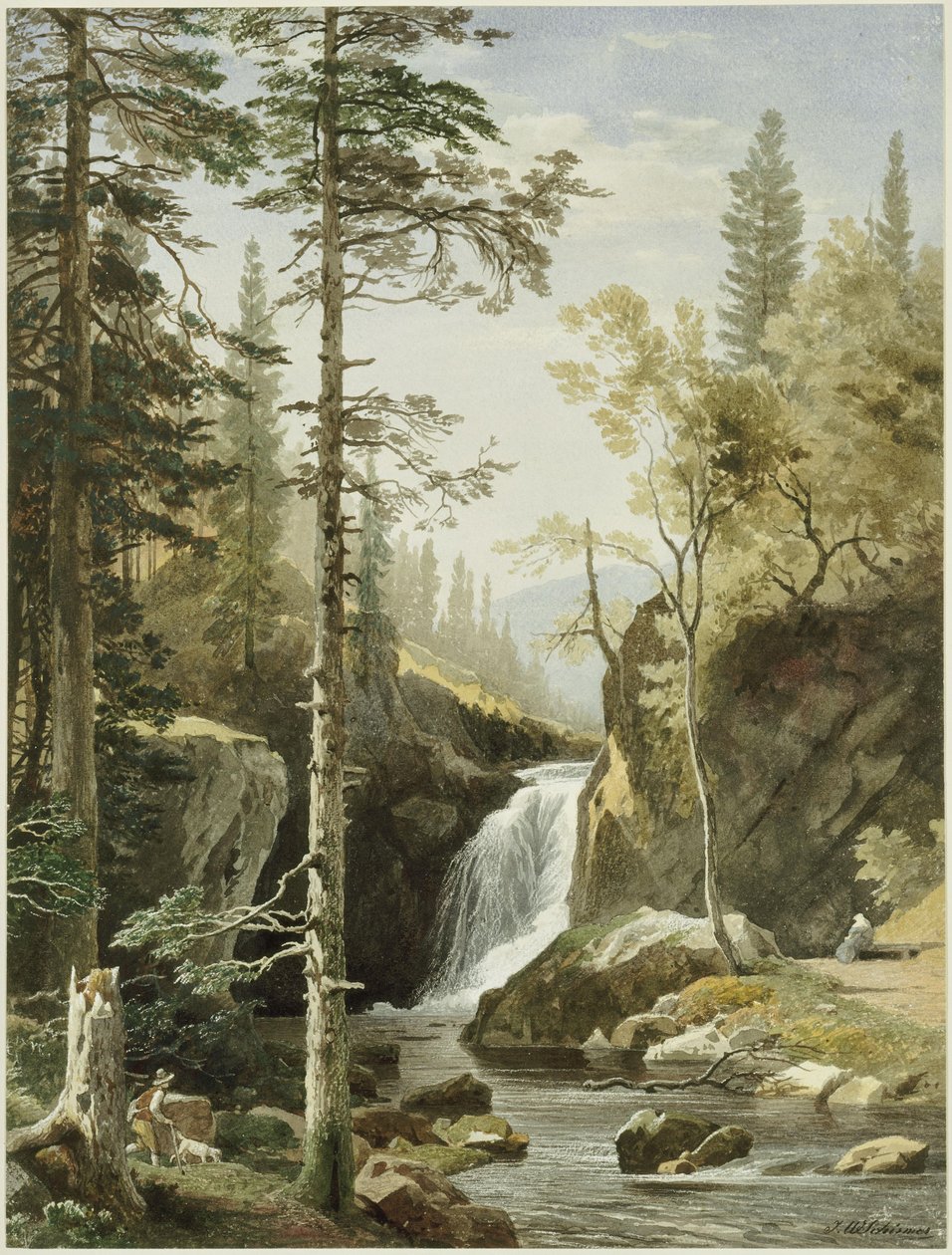 Landskap med fjellbekk av Johann Wilhelm Schirmer