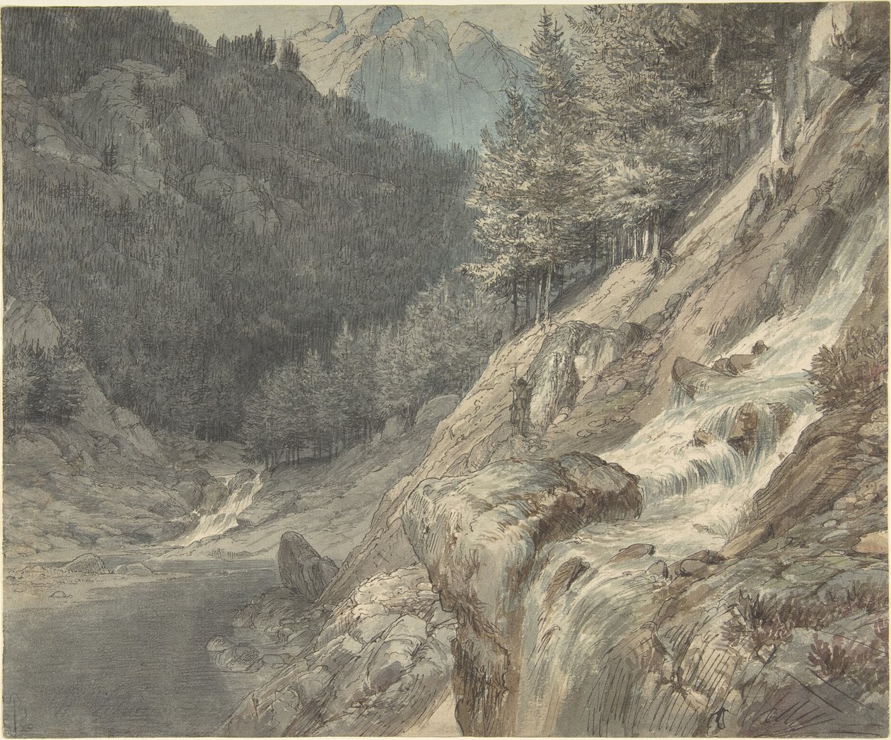 Fjellandskap med en elv av Johann Wilhelm Schirmer