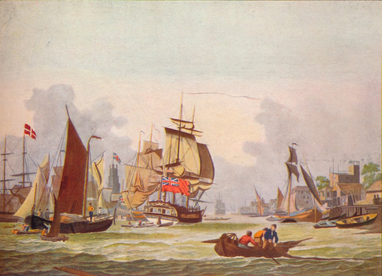 Themsen ved Limehouse, c1780 av Johann Ziegler