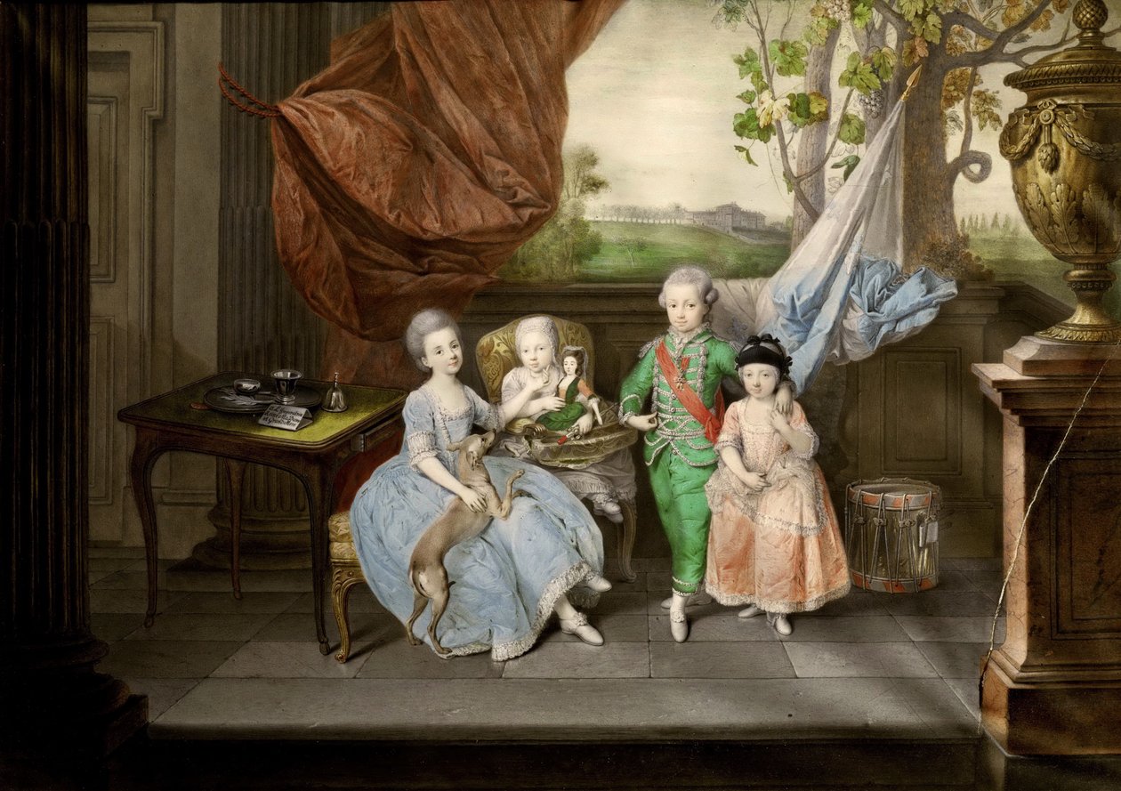 Barna til Ferdinand av Parma Louis, Carolina, Maria Antonia og Carlotta, 1778 av Johann Zoffani