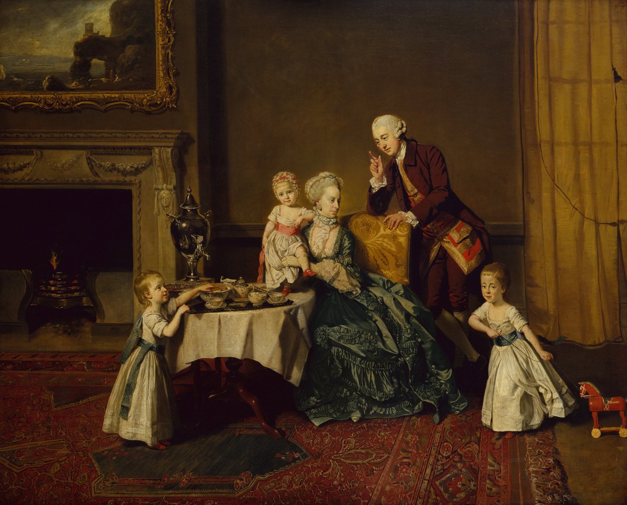 Et gruppeportrett av John 14. Lord Willoughby de Broke og hans familie av Johann Zoffany