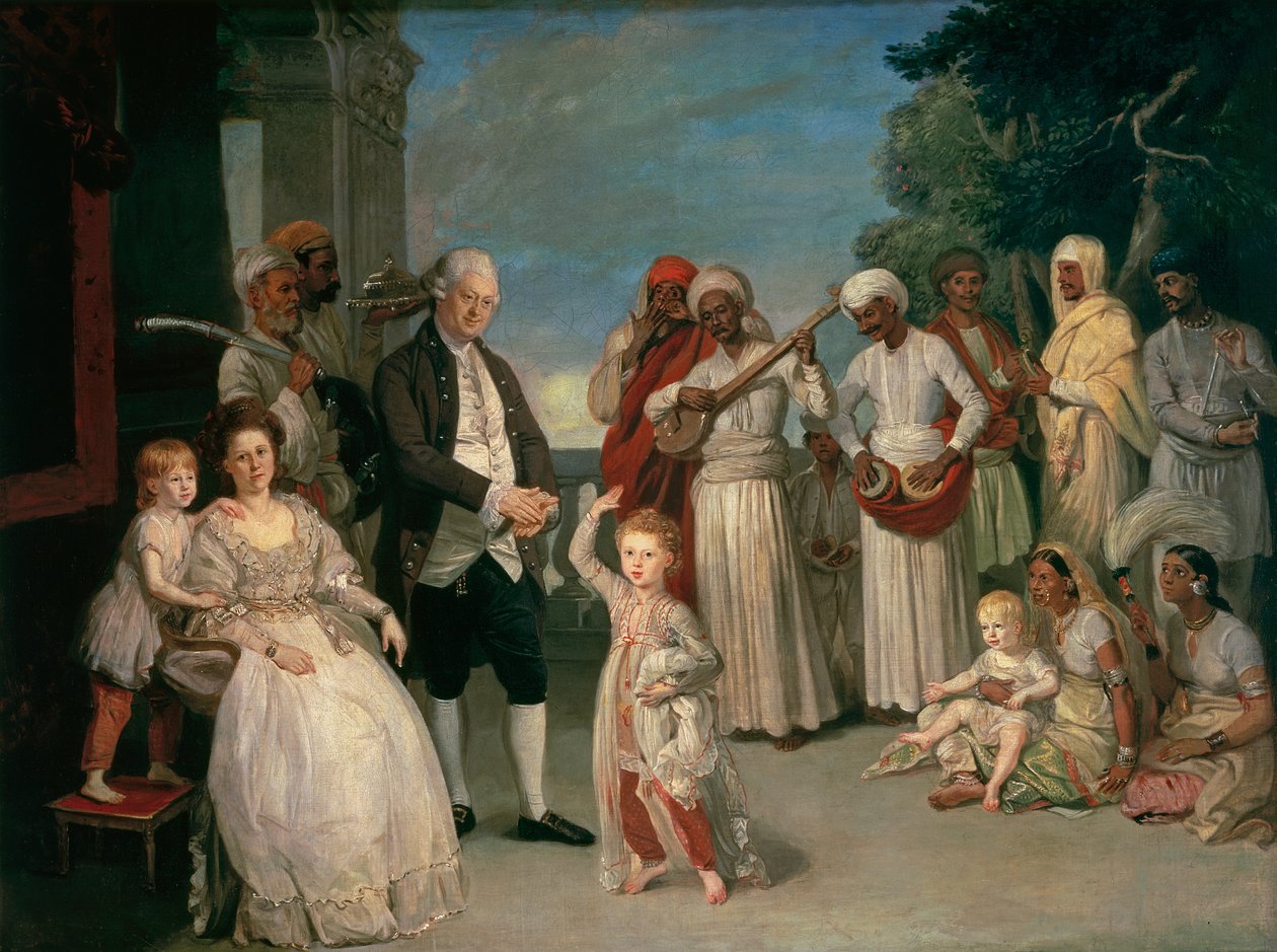 Sir Elijah og Lady Impey og deres tre barn av Johan Joseph Zoffany