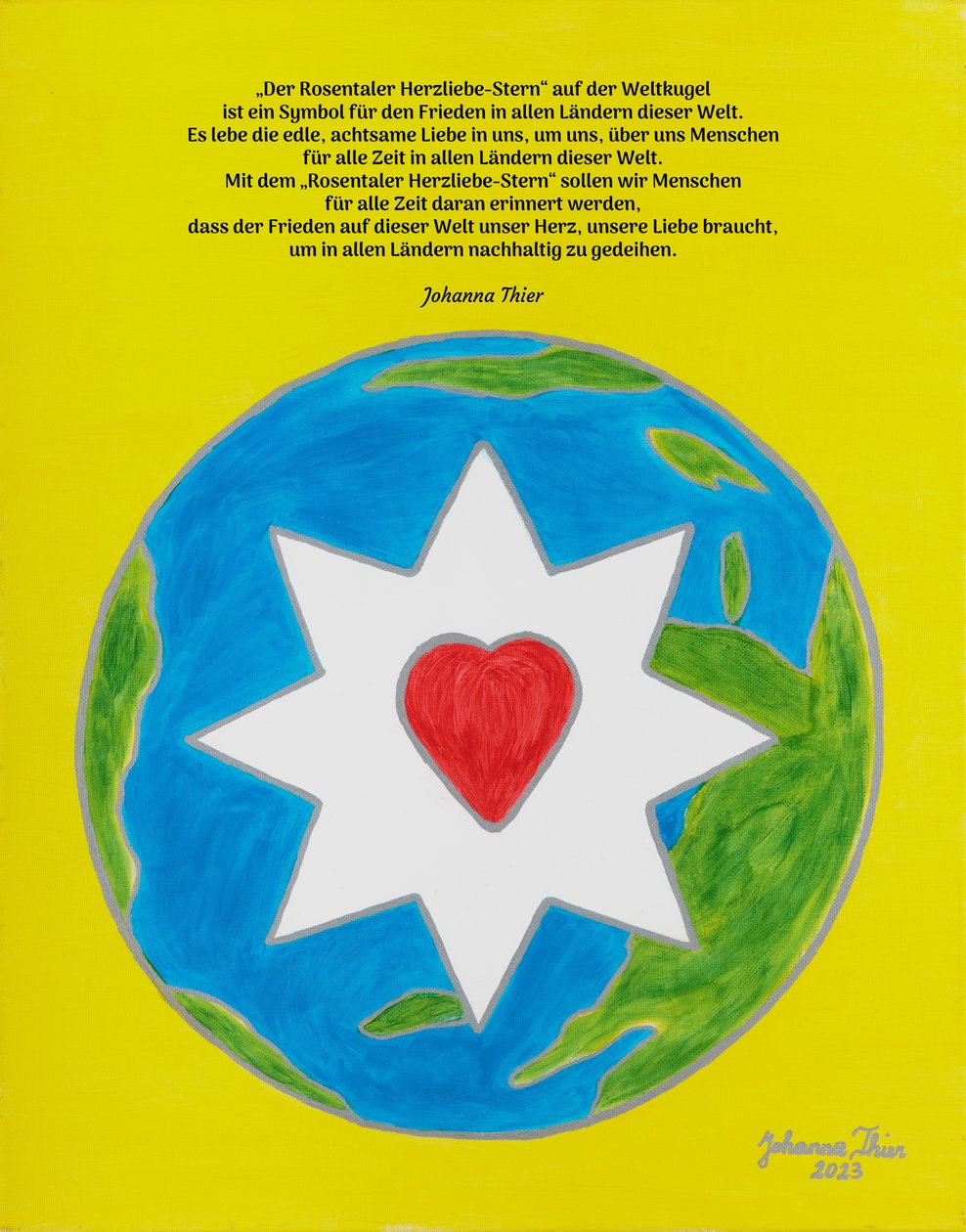 Rosental Heart Love Star som et symbol på fred i alle land rundt om i verden av Johanna Thier