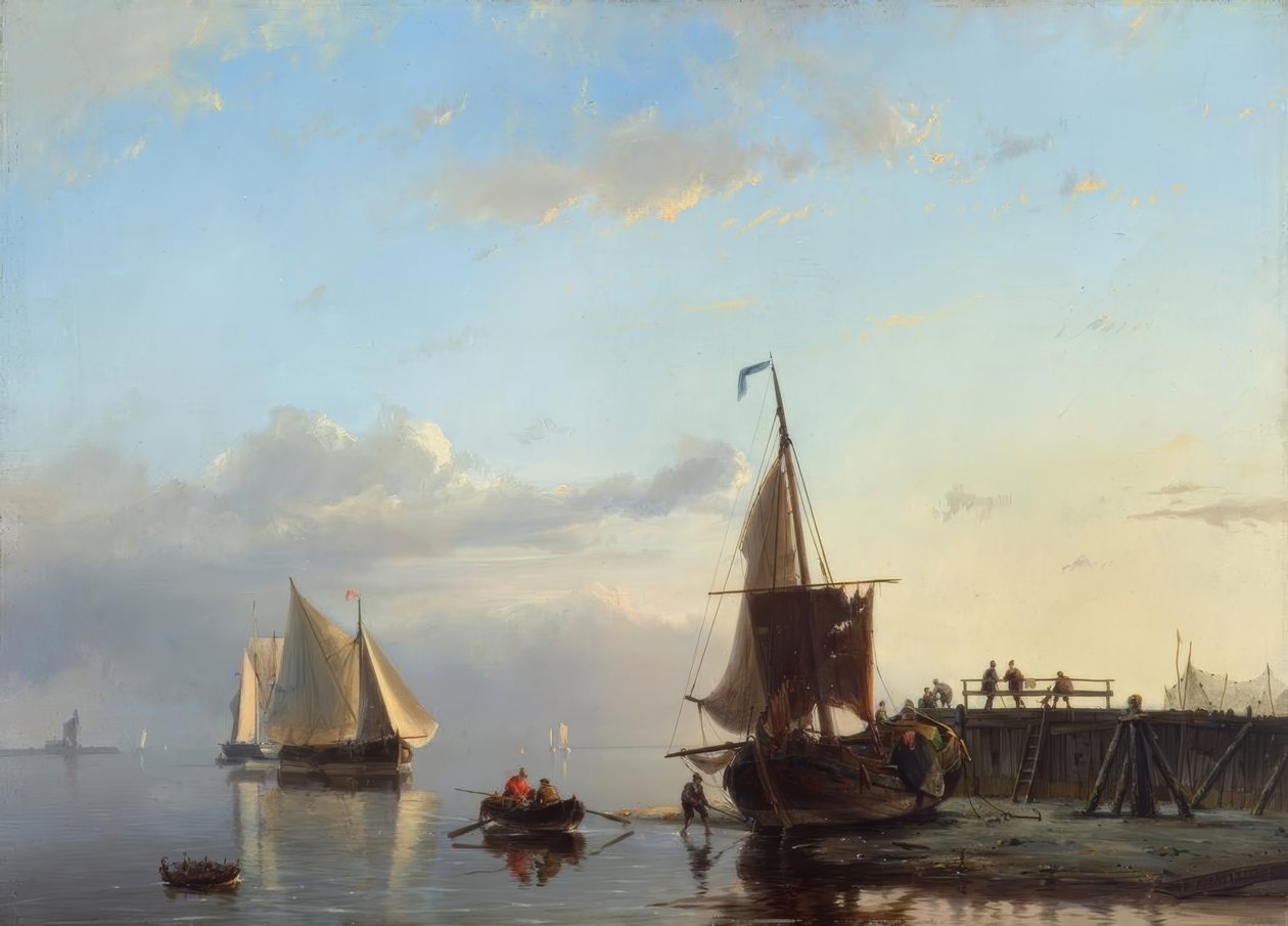 J.H.B. Koekkoek, seilskuter i kveldslyset av Johannes Hermann Barend Koekkoek