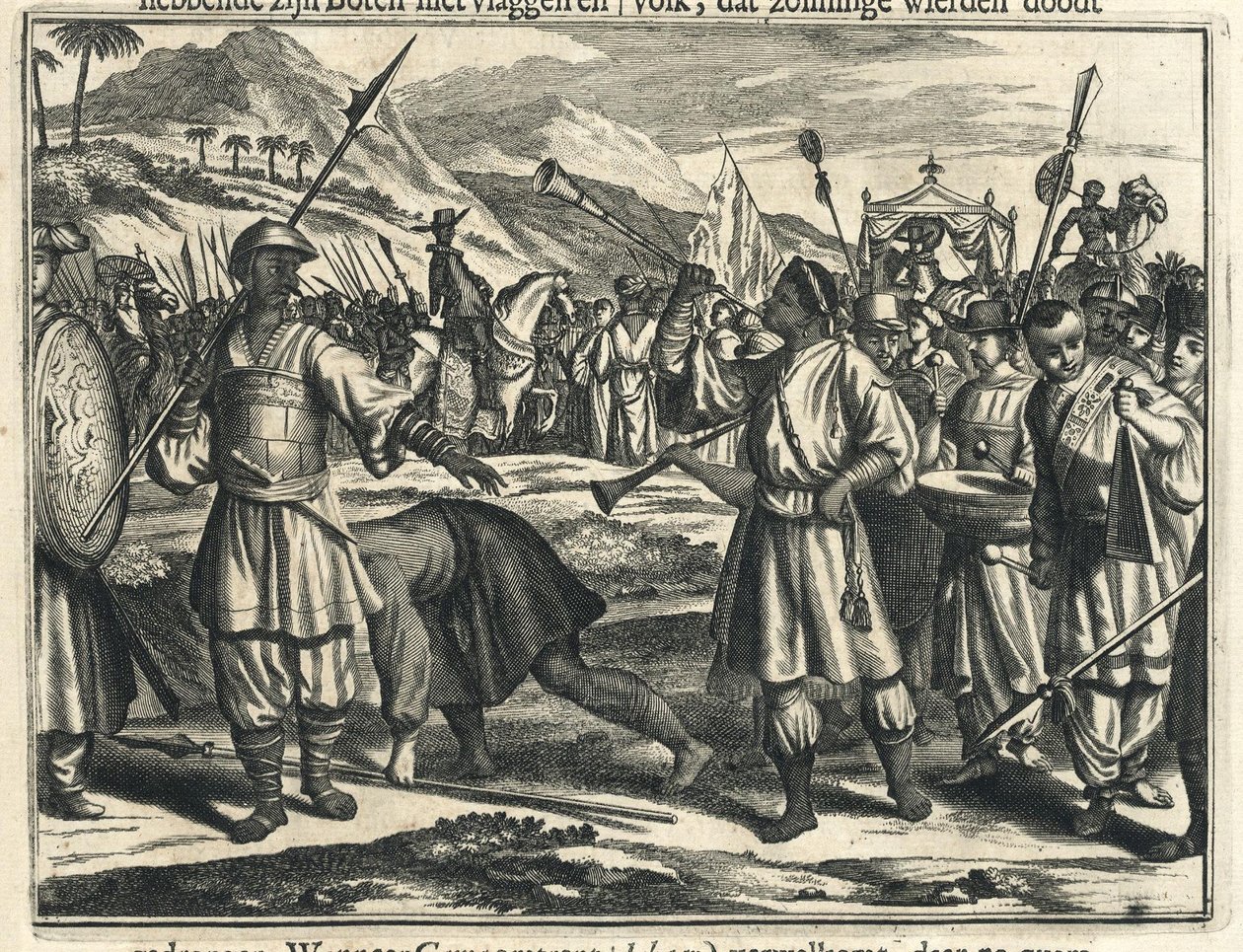 Vasco da Gamas ankomst til Samoryn i Calicut av Johannes Janssonius Waasbergen