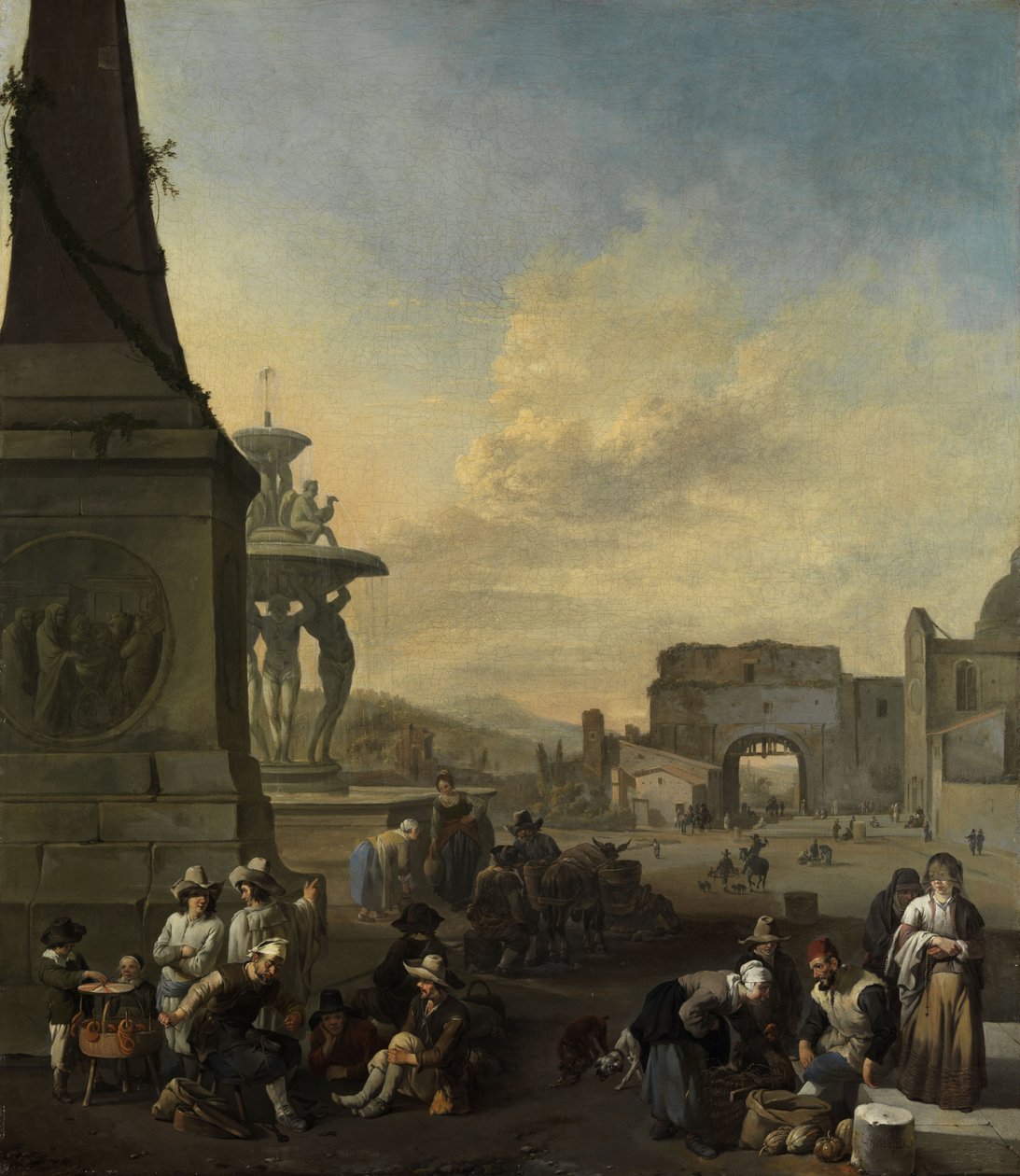 Markedens mas på Piazza del Popolo i Roma av Johannes Lingelbach
