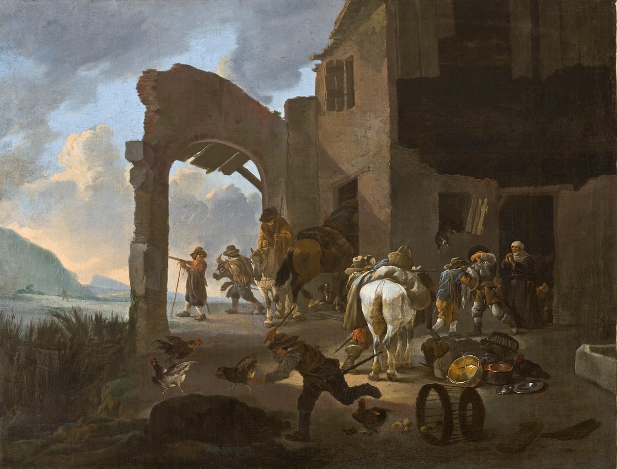 Soldater som plyndrer en bondefamilie, ca. 1650 av Johannes Lingelbach