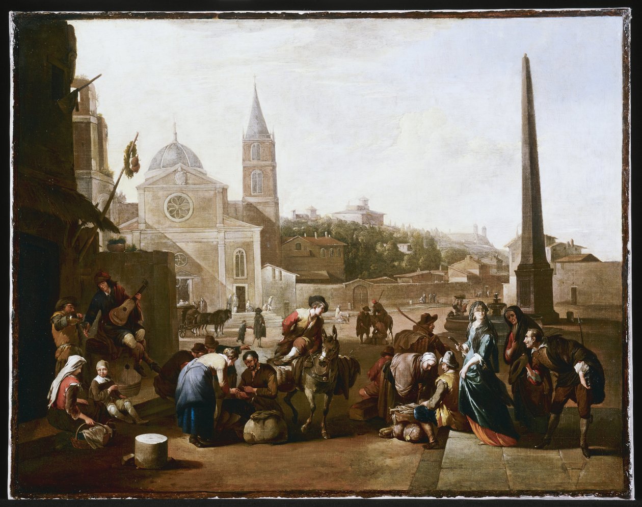 Piazza del Popolo, Roma av Johannes Lingelbach