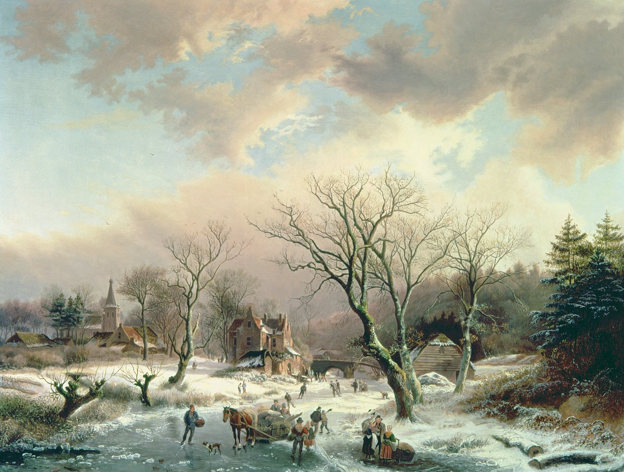 Vinterscene av Johannes Petrus van Velzen