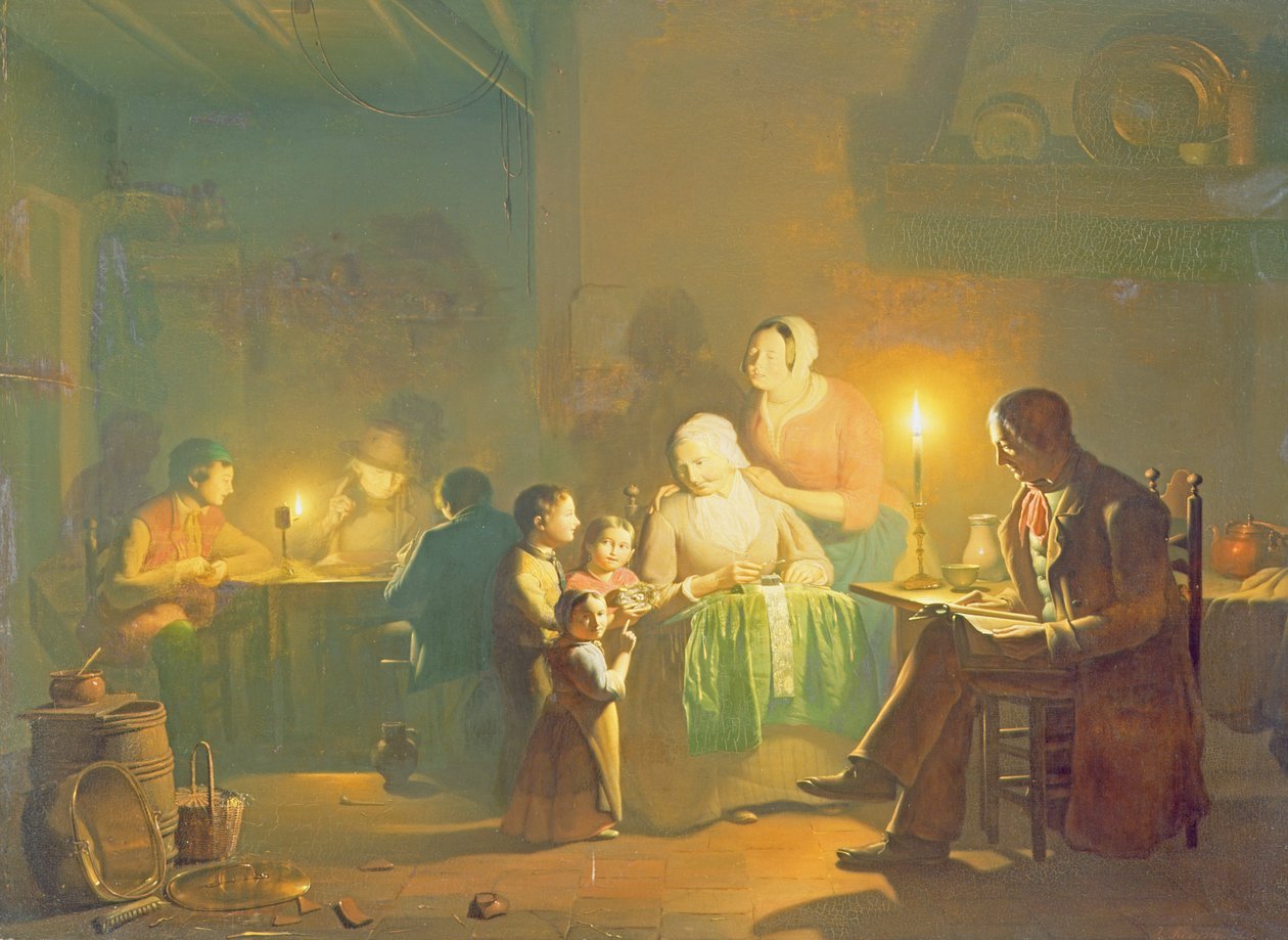 Interiør med levende lys av Johannes Rosiere