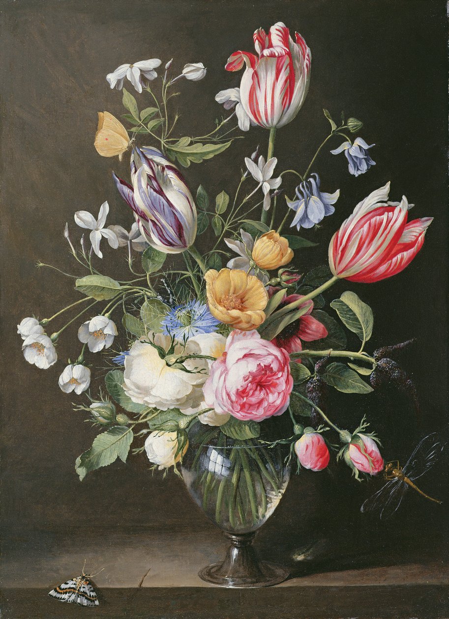 Blomster i en glassvase av Johannes Antonius van der Baren