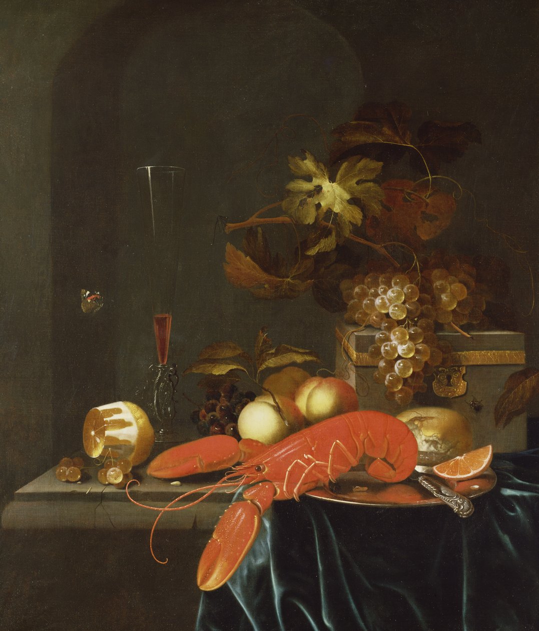 Stilleben av frukt med hummer av Johannes Borman