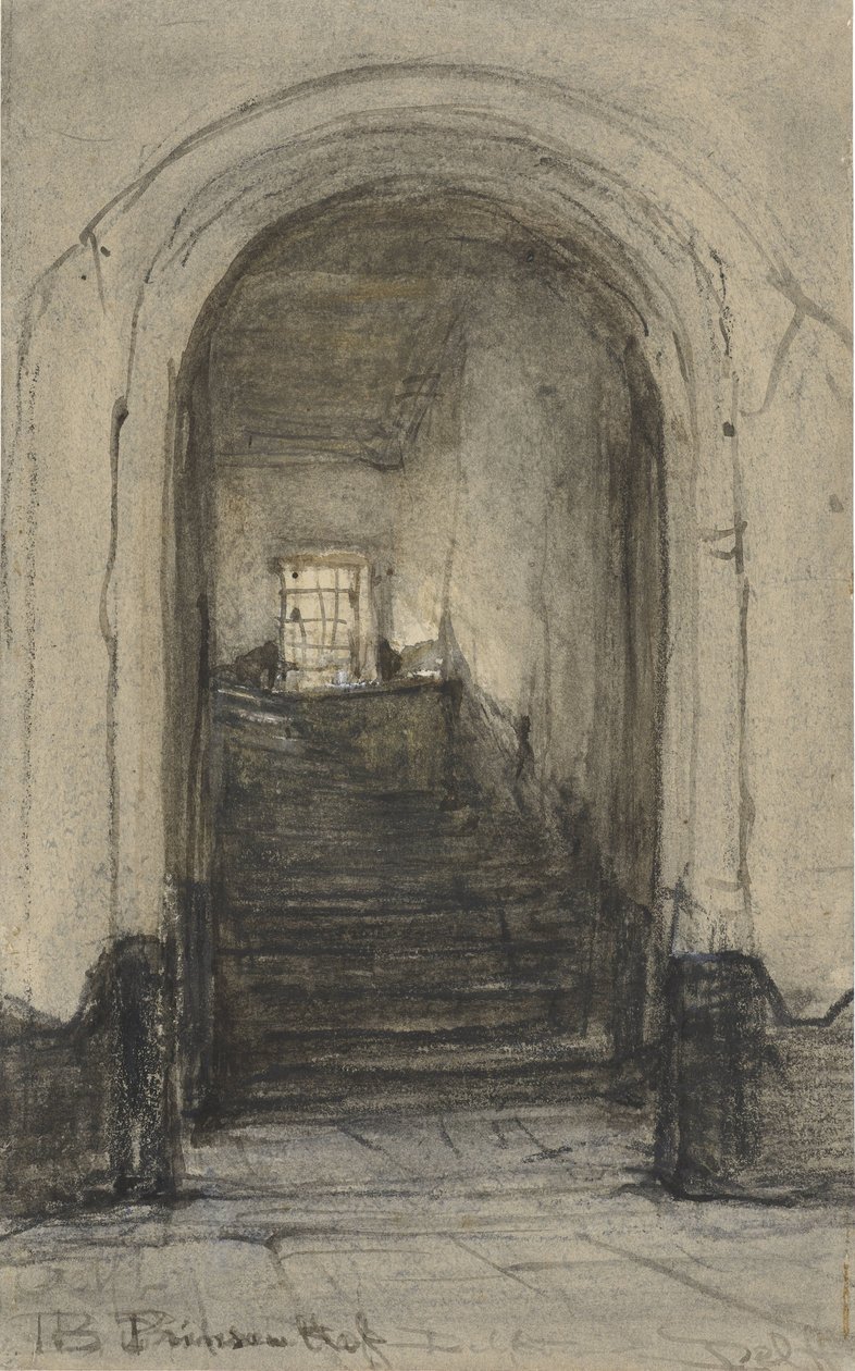 Trappene i Prinsenhof i Delft, der prins William I ble myrdet i 1584 av Johannes Bosboom