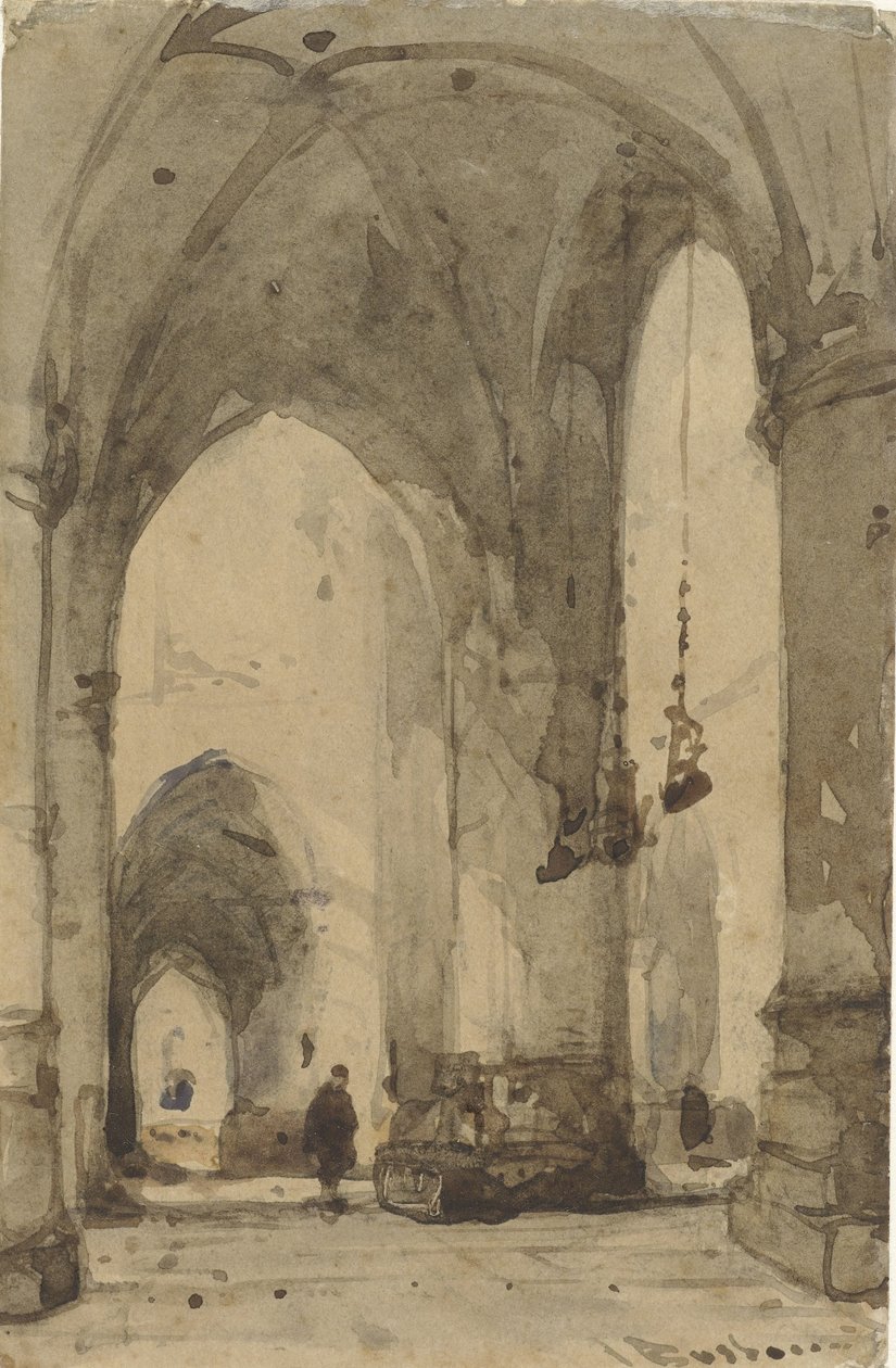 Interiør i Saint Bavo-kirken i Haarlem av Johannes Bosboom