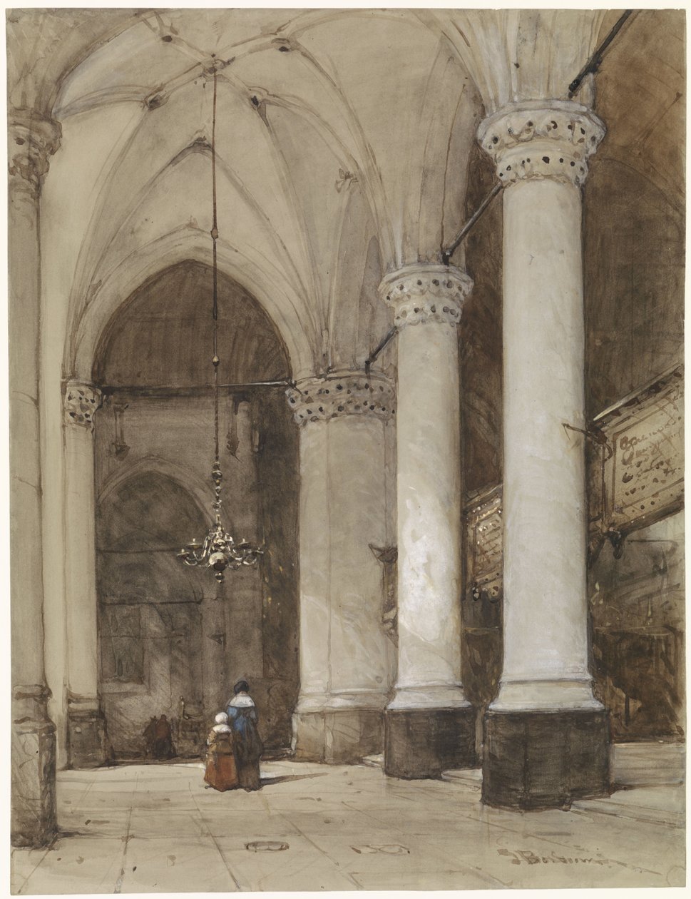Den sørlige midtgangen til den store kirken i Haag Den sørlige midtgangen til Grote Kerk i Haag, med figurer fra det syttende århundre av Johannes Bosboom