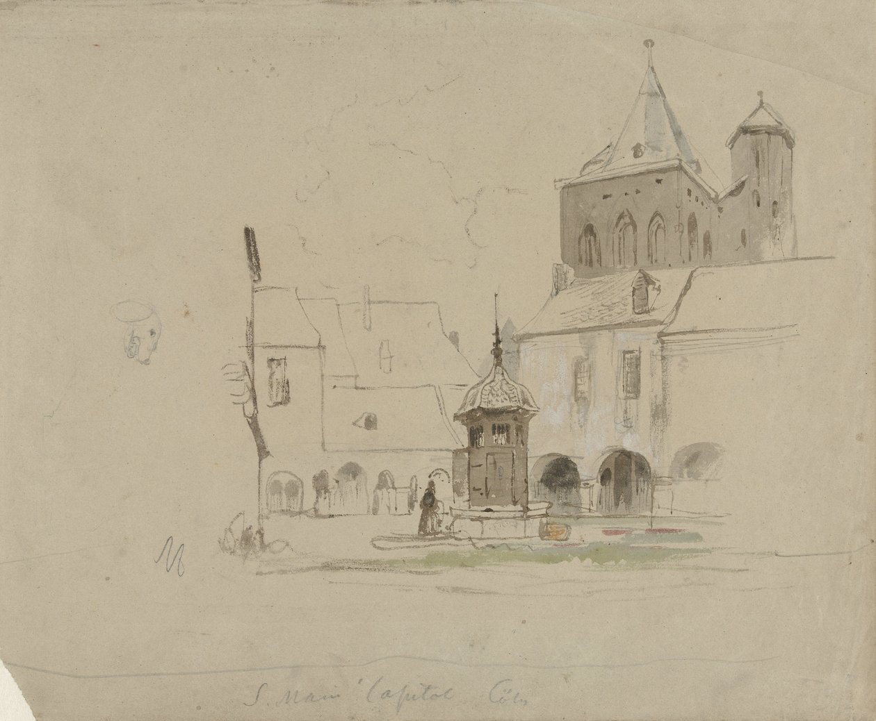 Studie av torget ved S. Maria im Kapitol i Köln av Johannes Bosboom