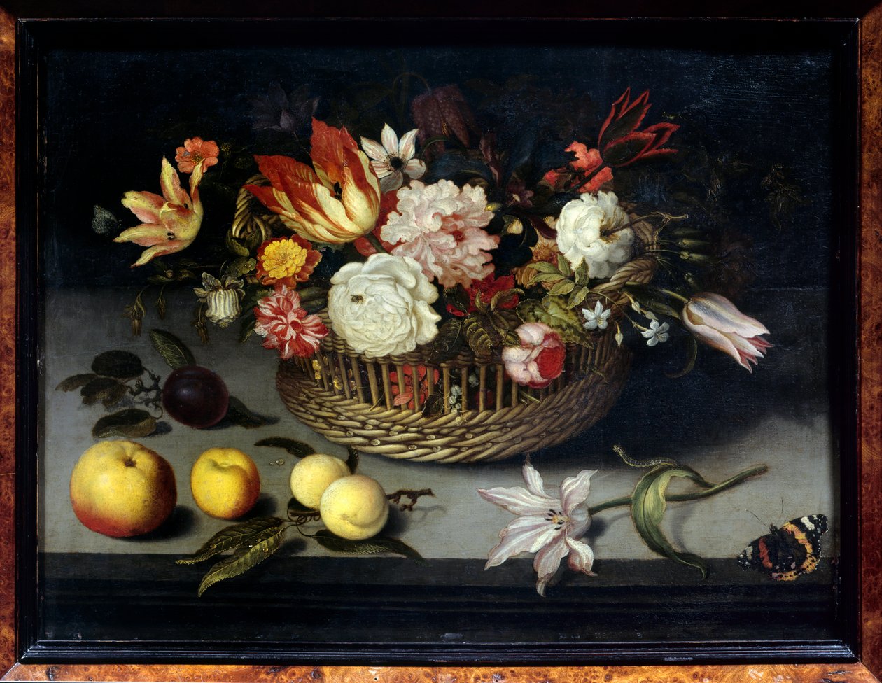 Blomsterkurv Maleri av Johannes Boschaert (1610-1628) (ec flam) 1600-tallet Dim 0,34x0,45 m Paris, musee du Louvre av Johannes Bosschaert