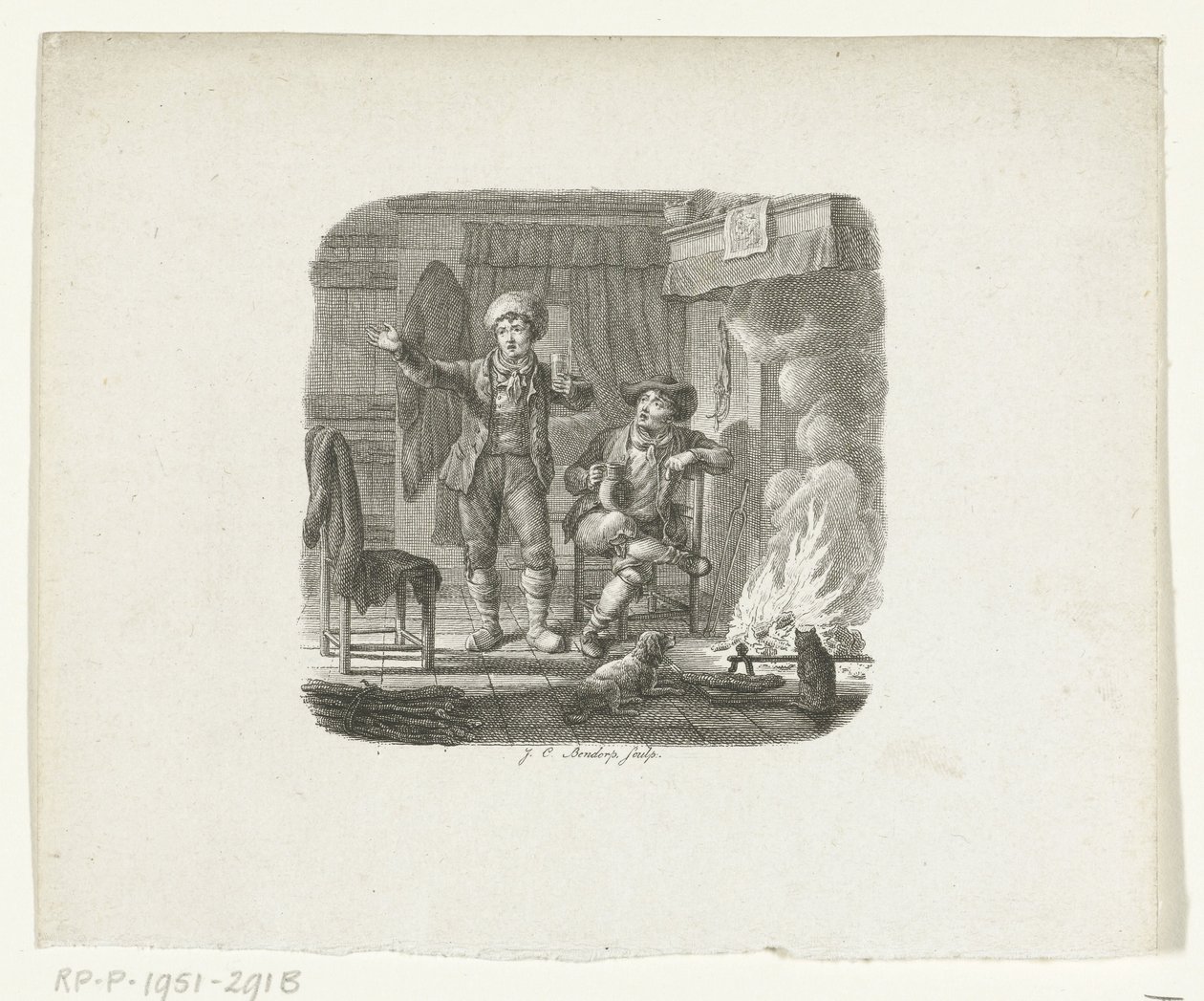 To menn snakker ved bålet av Johannes Christiaan Bendorp