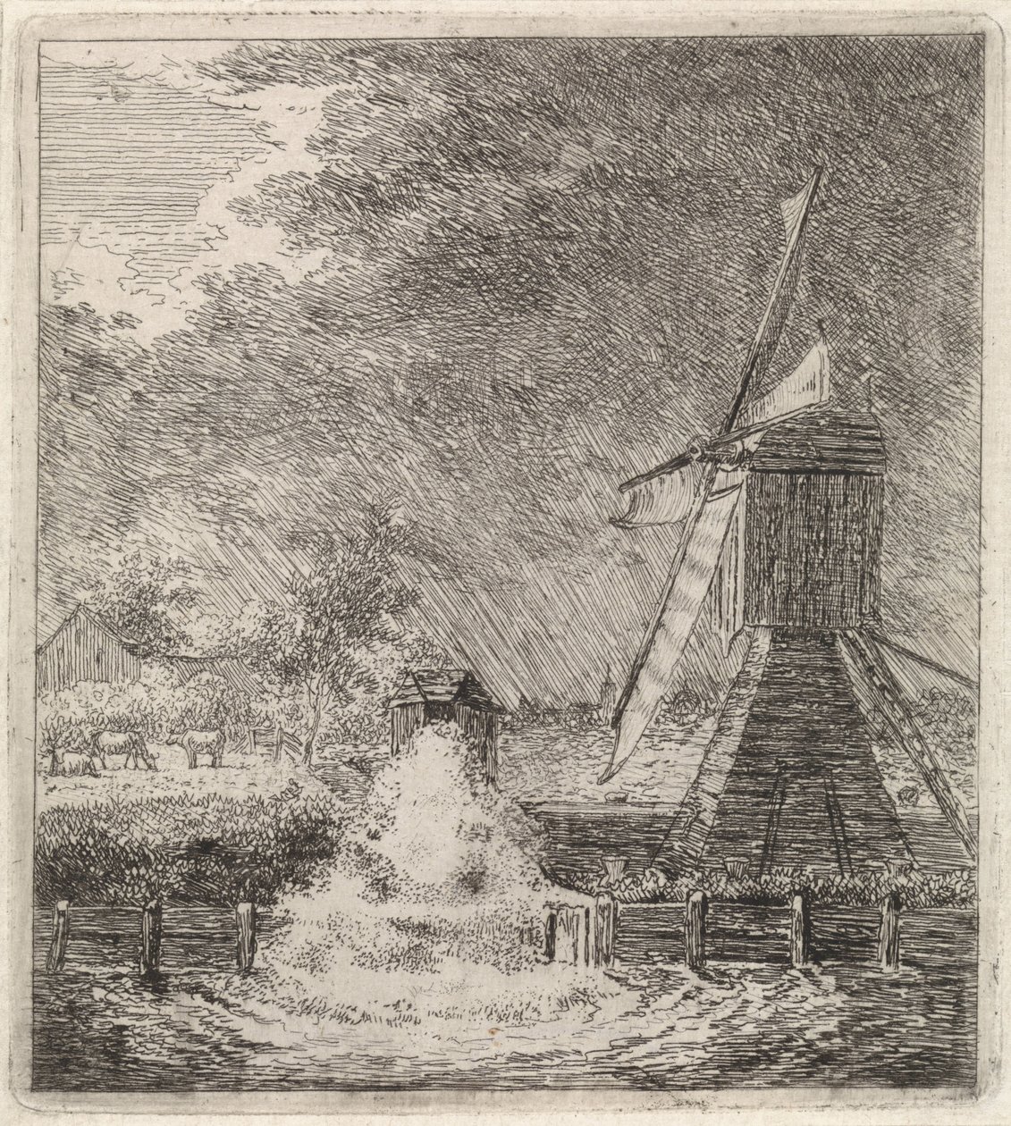 Landskap med vannmølle av Johannes Christiaan Janson