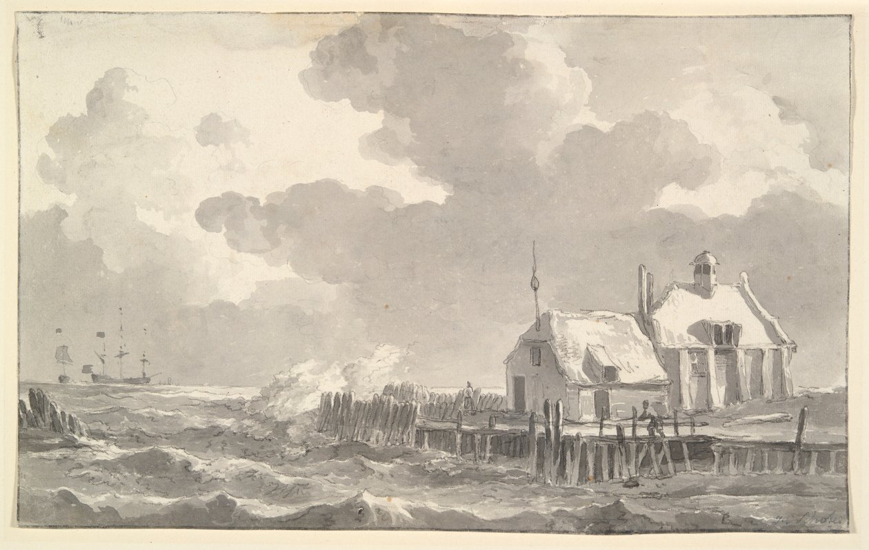 En elvemunning i en storm av Johannes Christiaan Schotel