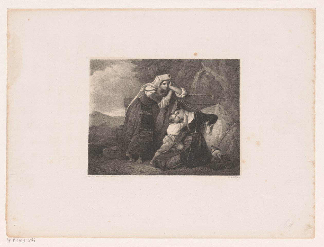 Italienske kvinner og et barn ved en brønn Minne om Italia av Johannes Christiaan d