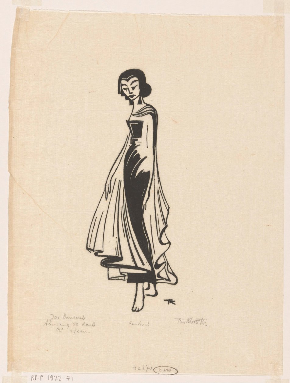 Begynnelsen av dansen, den stigende (originaltittel på objektet) Javanesisk danser (original serietittel på objekt) av Johannes Frederik Engelbert ten Klooster (signed by artist)