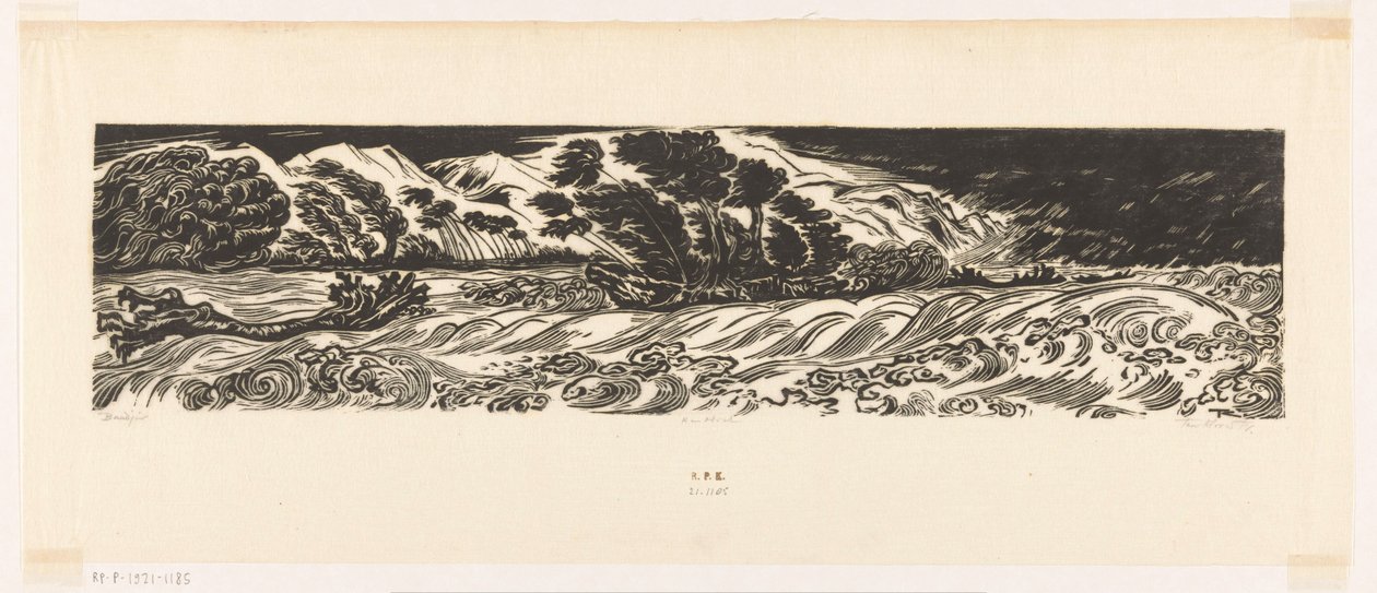 Bandjir (original tittel på objekt) av Johannes Frederik Engelbert ten Klooster (signed by artist)