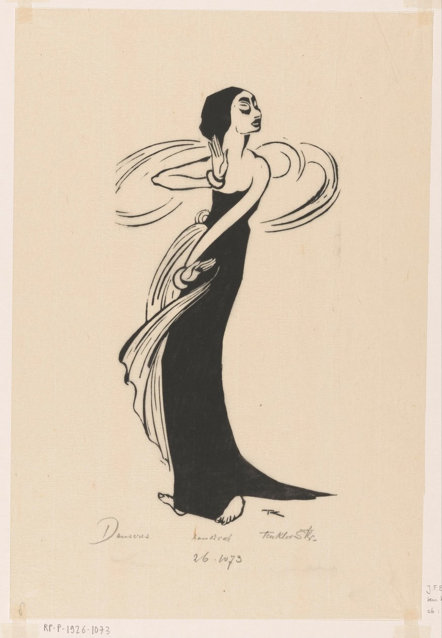 Danseres (original tittel på objekt) av Johannes Frederik Engelbert ten Klooster (signed by artist)