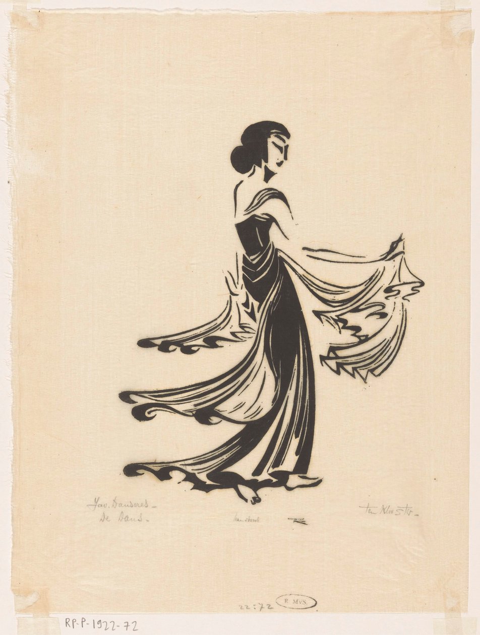 Dansen (original tittel på objekt) Javanesisk danser (original serietittel på objekt) av Johannes Frederik Engelbert ten Klooster (signed by artist)