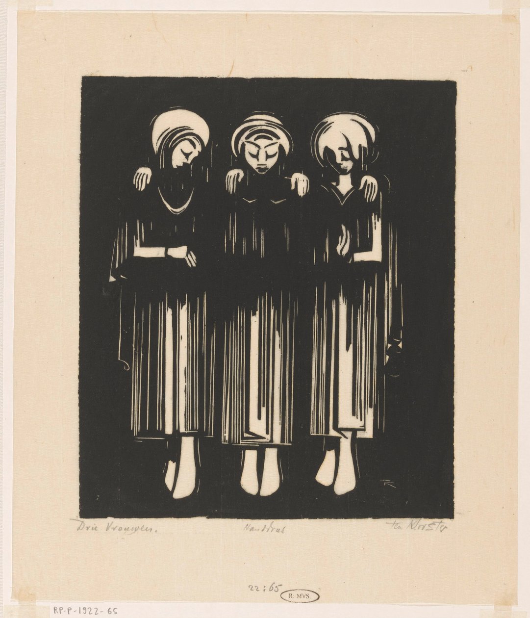 Tre kvinner (original tittel på objekt) av Johannes Frederik Engelbert ten Klooster (signed by artist)