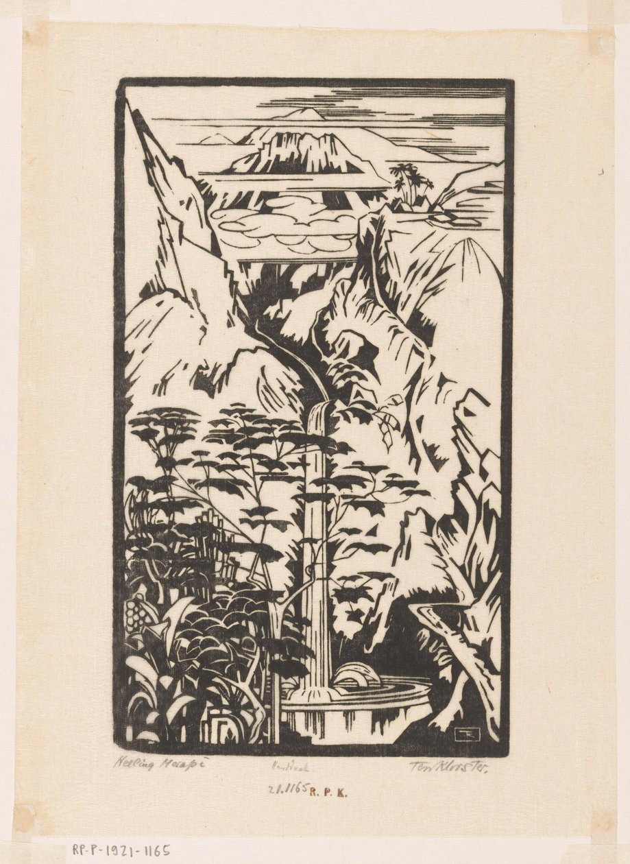 Helling Merapi (original tittel på objekt) av Johannes Frederik Engelbert ten Klooster (signed by artist)