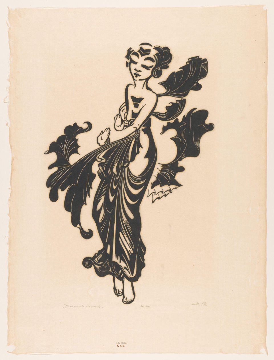 Javanesisk danser (original tittel på objekt) av Johannes Frederik Engelbert ten Klooster (signed by artist)