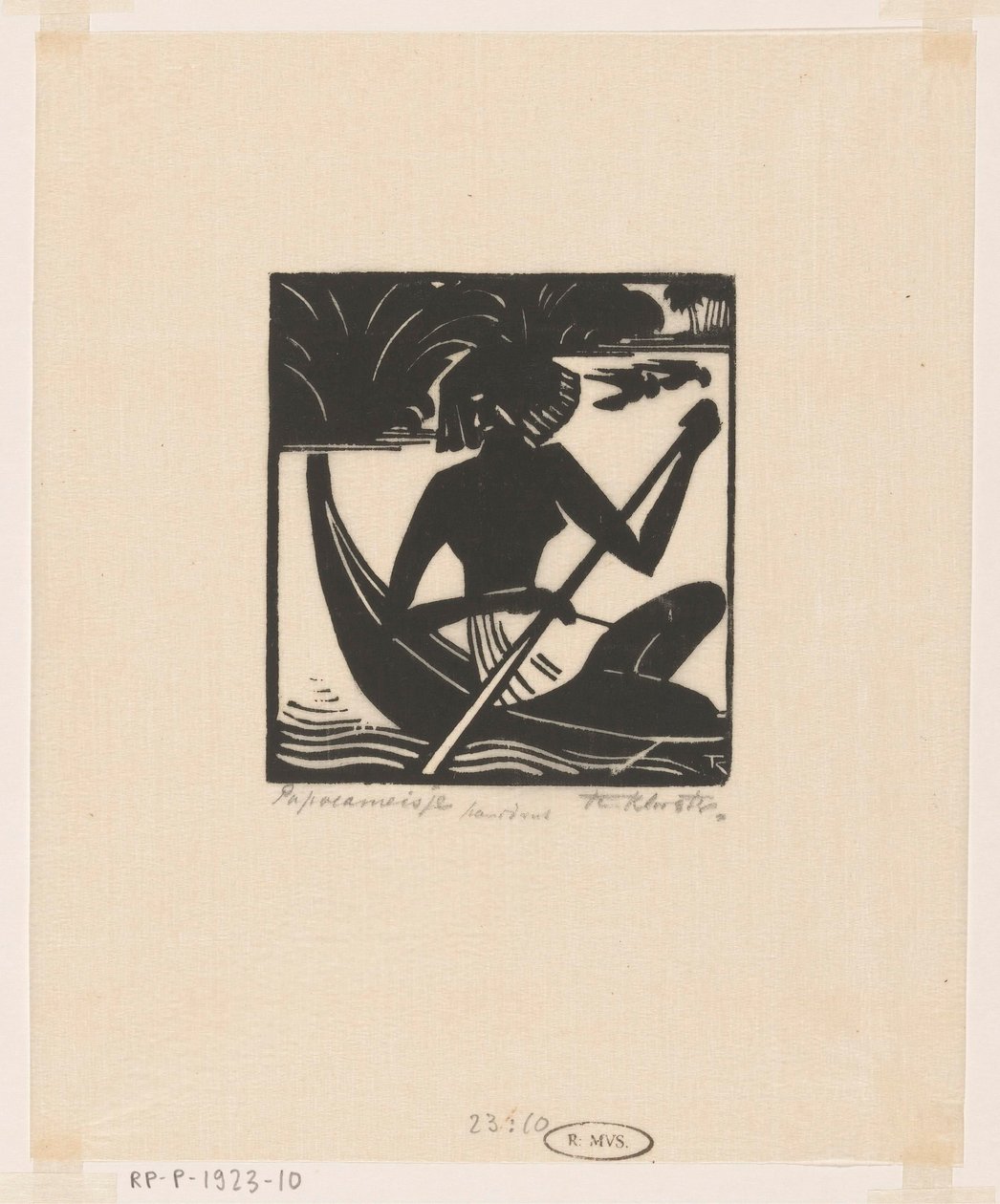 Papoeameisje (original tittel på objekt) av Johannes Frederik Engelbert ten Klooster (signed by artist)