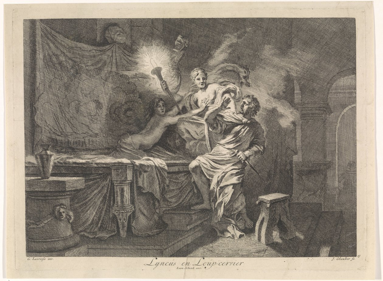 Ceres forhindrer drapet på Triptolemus Lyncus og Loup-cervier (tittel på objekt) Bibelske, mytologiske og allegoriske representasjoner (serietittel) av Johannes Glauber