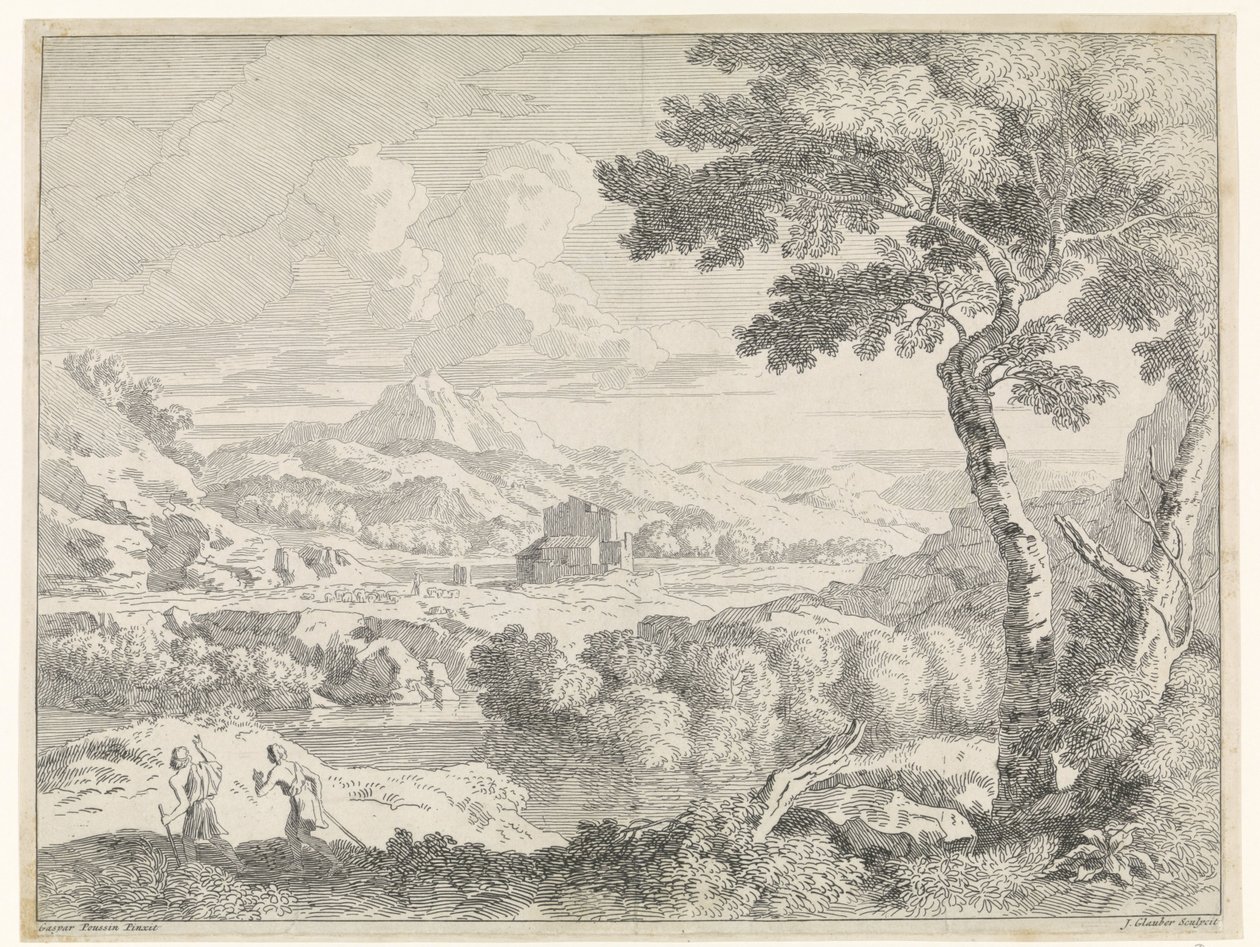 Kupert landskap med gjetere Landskap etter Gaspar Poussin (serietittel) av Johannes Glauber