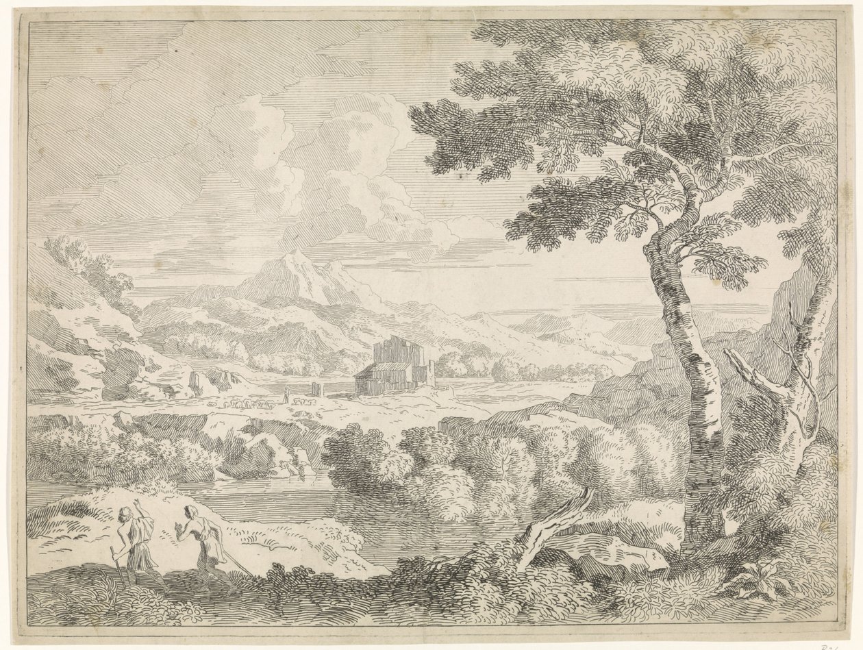 Kupert landskap med gjetere Landskap etter Gaspar Poussin (serietittel) av Johannes Glauber