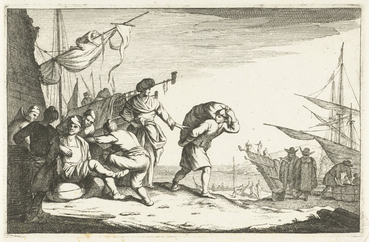 Havn med samtalende kjøpmenn Italienske havner (serietittel) Aliqui Portus (serietittel) av Johannes Gronsveld