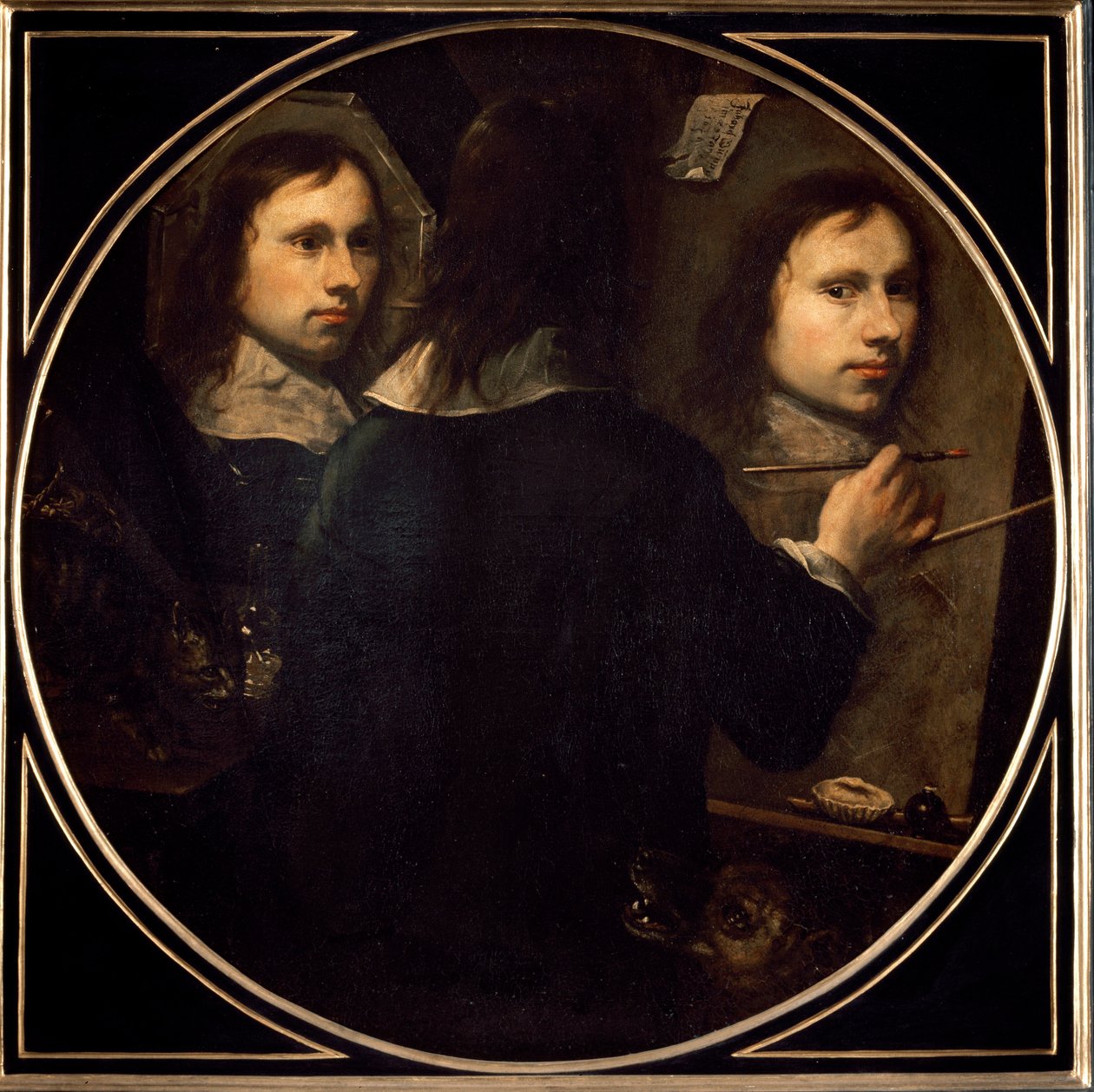 Selvportrettmaleri av Johannes Gumpp (1626-?) 1646 søn. 88,5x89 cm Firenze, Galleria degli Uffizi (kontorer) av Johannes Gumpp