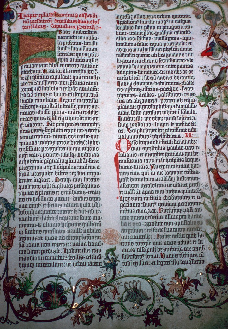 En side fra Gutenberg-bibelen, 1400-tallet av Johannes Gutenberg