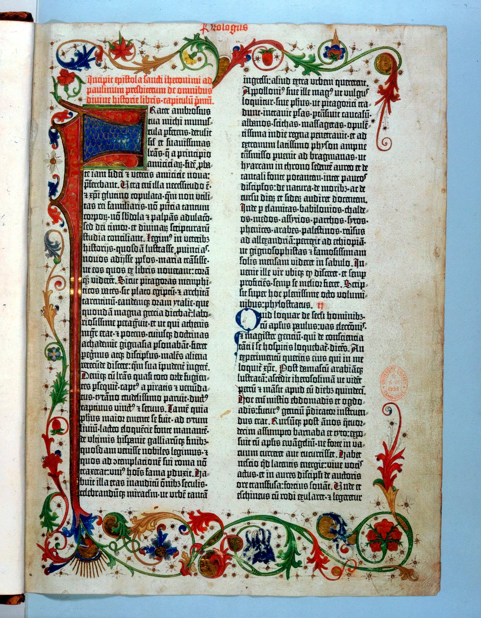 Side fra en Gutenberg-bibel, 1455 av Johannes Gutenberg