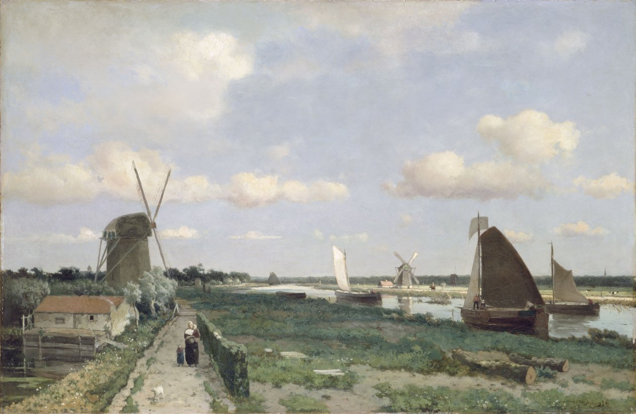 Utsikt over Trekvliet-kanalen nær Haag, 1870 av Johannes Hendrik Weissenbruch