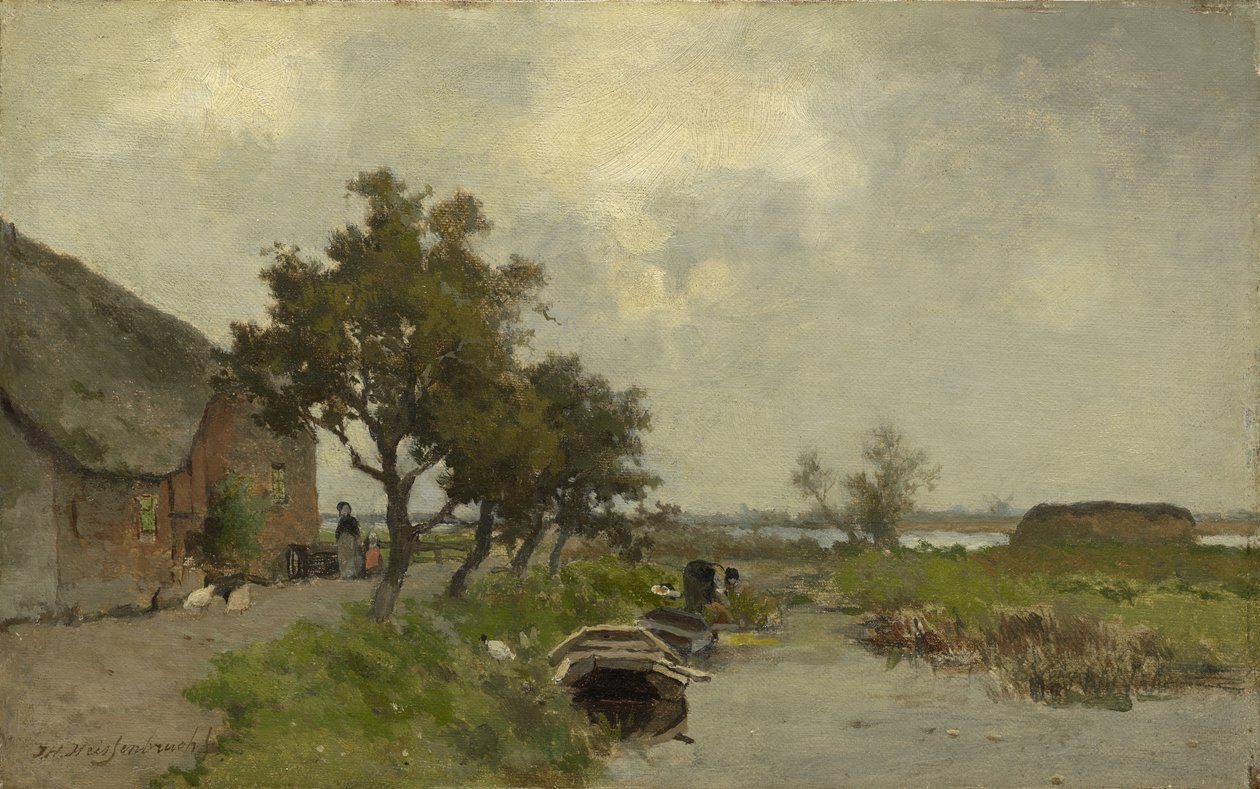 Vaske klær, ca. 1850-80 av Johannes Hendrik Weissenbruch