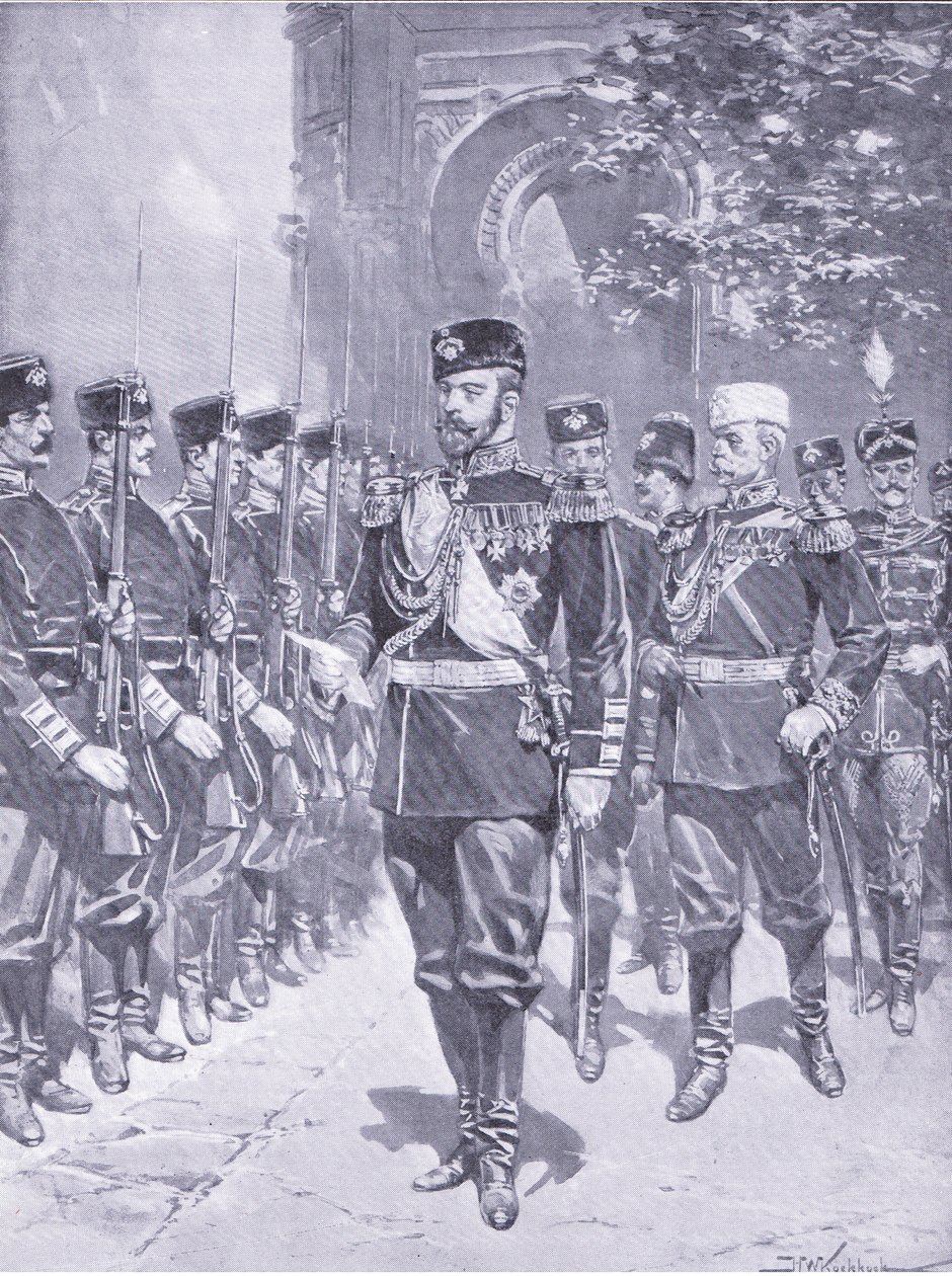 Hans keiserlige majestet tsaren, illustrasjon fra Cassells History of the Russo-Japanese War Vol 1, ca. 1900 av Johannes Hermann Barend Koekkoek