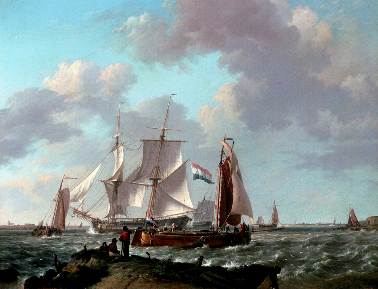 Skip nær kysten, 1831 av Johannes Hermann Barend Koekkoek