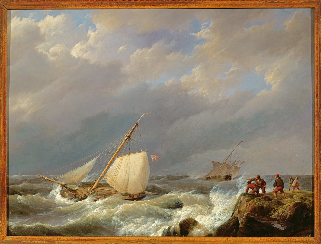 Fartøyer på en Lee Shore i en kuling av vind, 1844 av Johannes Hermann Barend Koekkoek