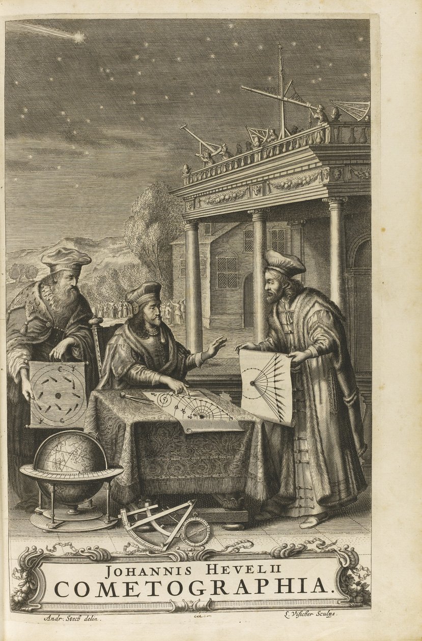 Cometographia. Frontispice, 1668 av Johannes Hevelius
