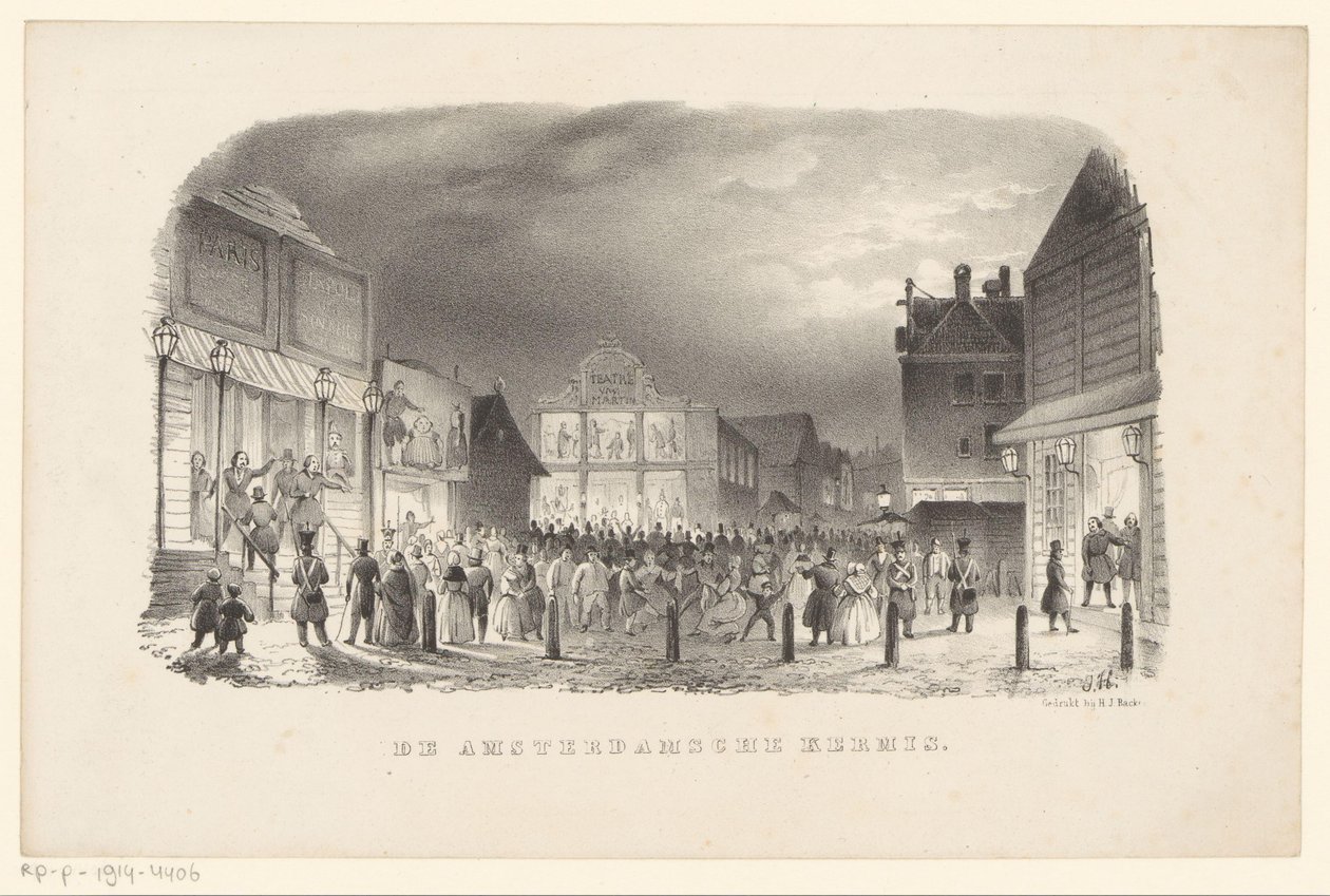Messe på Botermarkt i Amsterdam Amsterdam-messen (tittel på objekt) av Johannes Hilverdink